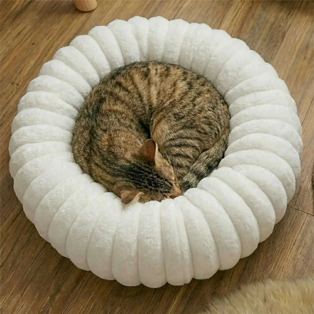 Panier chat blanc rond et confortable