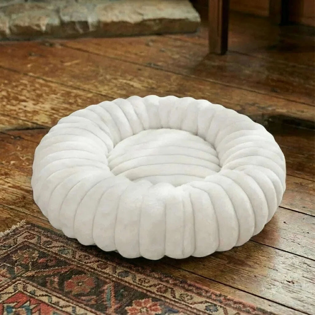 Panier chat blanc rond et confortable