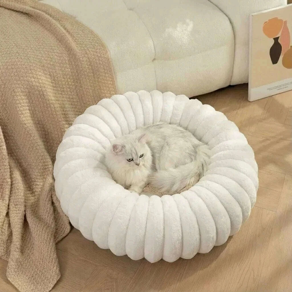 Panier chat blanc rond et confortable