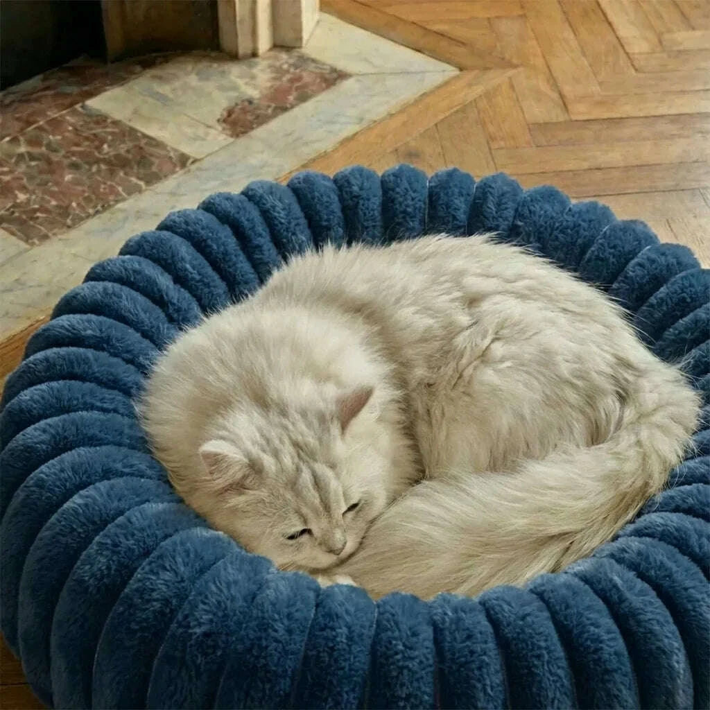 Panier rond pour chat, coloris bleu foncé