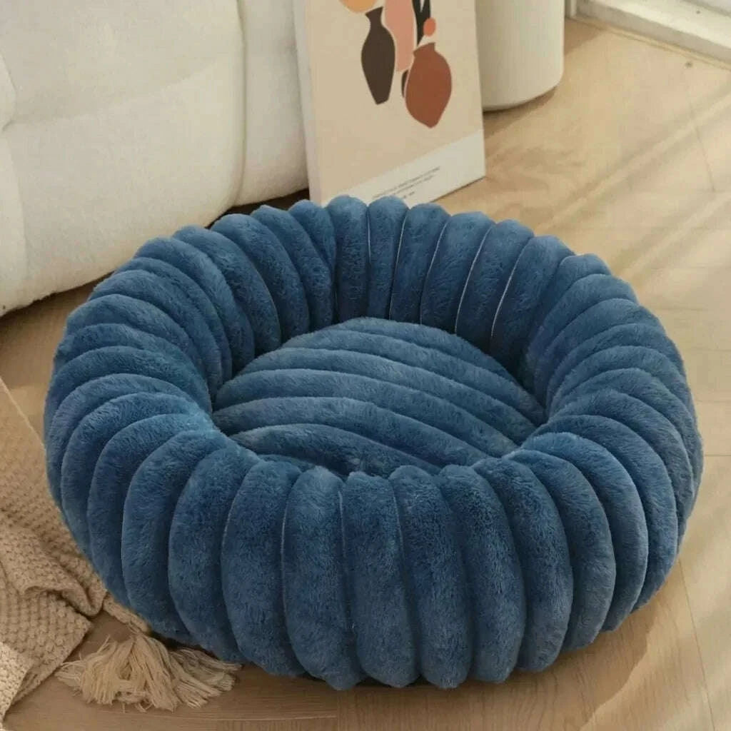 Panier rond pour chat, coloris bleu foncé