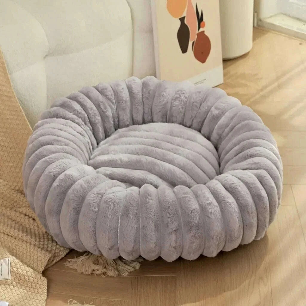 Panier pour chat gris, forme donut