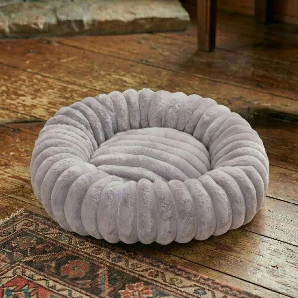 Panier pour chat gris, forme donut