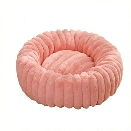 Panier pour chat rose, rond et confortable