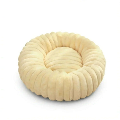 Panier pour chat beige, rond et moelleux