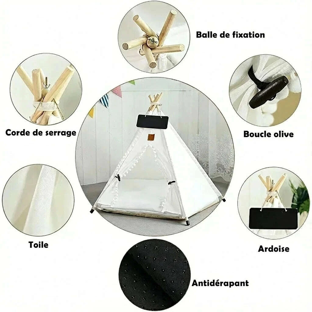 Tipi pour chat maison, vue de face