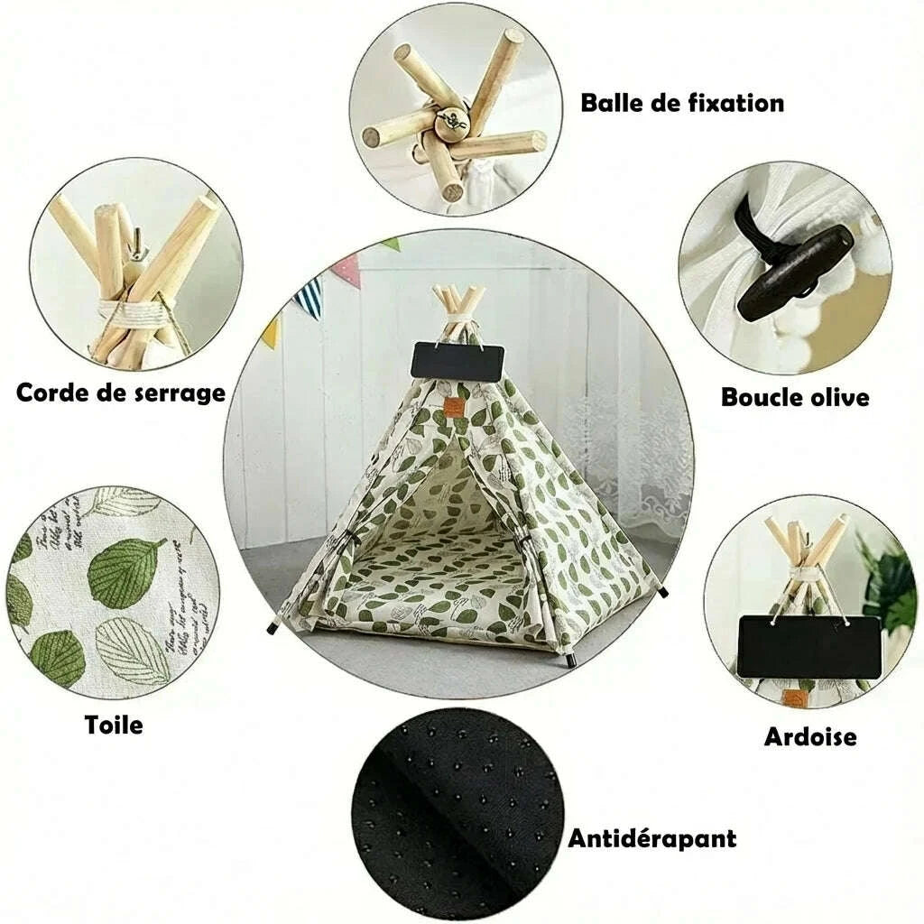 Tente pliable pour chat, vue de face