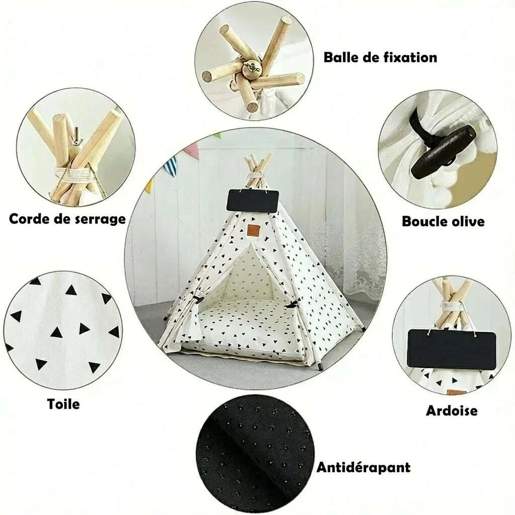 Petit tipi pour chat, vue de face