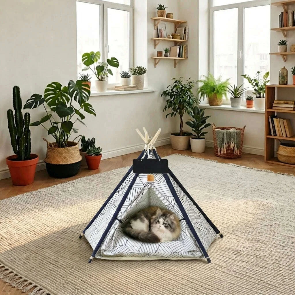 Cabane pour chat en bois, vue d'ensemble
