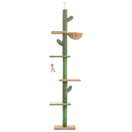 Adjustable 5-tier cactus cat tree, cactus green